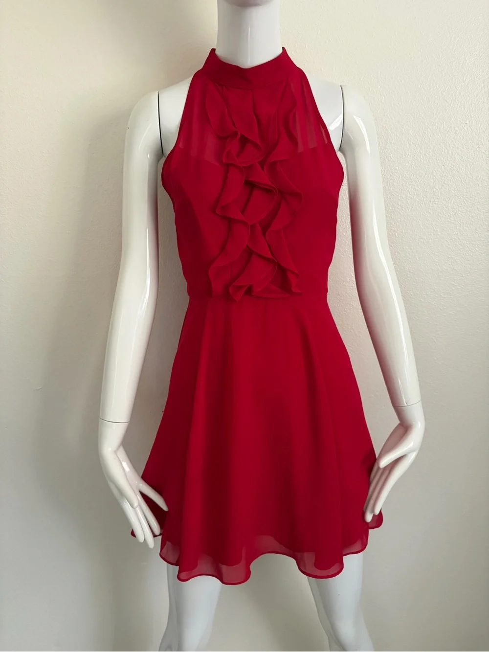 BCBGeneration Red Halter Ruffle Mini Dress - Picture 2 of 4
